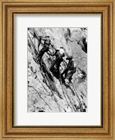 Drillers at work on canyon wall above power plant location Fine Art Print