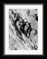 Drillers at work on canyon wall above power plant location Fine Art Print