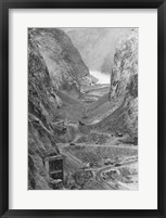 Looking upstream through Black Canyon toward Hoover Dam site showing condition after diversion of Colorado River Framed Print