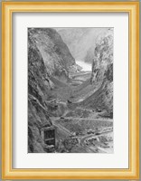 Looking upstream through Black Canyon toward Hoover Dam site showing condition after diversion of Colorado River Fine Art Print