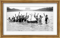 Lincoln Memorial with children in the reflecting pool Fine Art Print