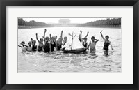 Lincoln Memorial with children in the reflecting pool Framed Print
