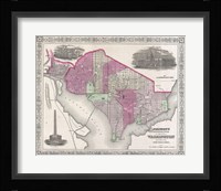 1864 Johnson Map of Washington D.C. and Georgetown Fine Art Print