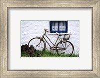 Bicycles leaning against a wall, Bog Village Museum, Glenbeigh, County Kerry, Ireland Fine Art Print