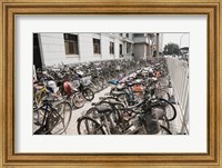 Bicycles parked outside a building, Beijing, China Fine Art Print