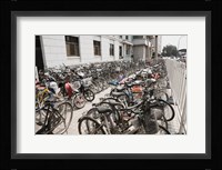 Bicycles parked outside a building, Beijing, China Fine Art Print
