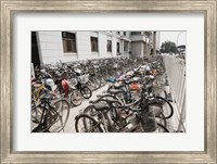 Bicycles parked outside a building, Beijing, China Fine Art Print