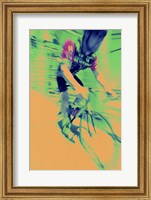 Young man riding a bicycle - yellow Fine Art Print