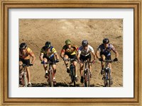 Group of people riding bicycles in a race Fine Art Print