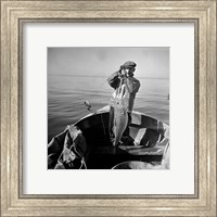 Hauling in a cod aboard a Portuguese fishing dory off Cape Cod, Massachusetts Fine Art Print