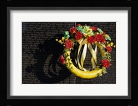 Wreath on the Vietnam Veterans Memorial Wall, Vietnam Veterans Memorial, Washington, D.C., USA Fine Art Print
