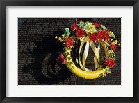 Wreath on the Vietnam Veterans Memorial Wall, Vietnam Veterans Memorial, Washington, D.C., USA Fine Art Print