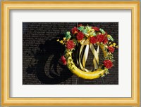 Wreath on the Vietnam Veterans Memorial Wall, Vietnam Veterans Memorial, Washington, D.C., USA Fine Art Print