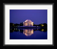 Jefferson Memorial Lit At Dusk, Washington, D.C., USA Framed Print