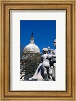 Spirit of Justice statue in front of a government building, State Capitol Building, Washington DC, USA Fine Art Print