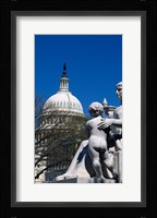 Spirit of Justice statue in front of a government building, State Capitol Building, Washington DC, USA Fine Art Print