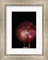 Fireworks display at night with a memorial in the background, Lincoln Memorial, Washington DC, USA Fine Art Print