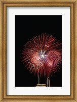 Fireworks display at night with a memorial in the background, Lincoln Memorial, Washington DC, USA Fine Art Print