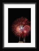 Fireworks display at night with a memorial in the background, Lincoln Memorial, Washington DC, USA Framed Print