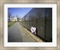Close-up of a memorial, Vietnam Veterans Memorial Wall, Vietnam Veterans Memorial, Washington DC, USA Fine Art Print