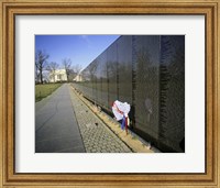 Close-up of a memorial, Vietnam Veterans Memorial Wall, Vietnam Veterans Memorial, Washington DC, USA Fine Art Print