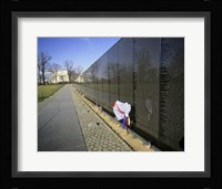 Close-up of a memorial, Vietnam Veterans Memorial Wall, Vietnam Veterans Memorial, Washington DC, USA Fine Art Print