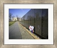 Close-up of a memorial, Vietnam Veterans Memorial Wall, Vietnam Veterans Memorial, Washington DC, USA Fine Art Print