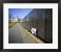 Close-up of a memorial, Vietnam Veterans Memorial Wall, Vietnam Veterans Memorial, Washington DC, USA Framed Print