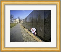 Close-up of a memorial, Vietnam Veterans Memorial Wall, Vietnam Veterans Memorial, Washington DC, USA Fine Art Print