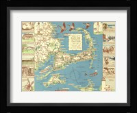 1940 Colonial Craftsman Decorative Map of Cape Cod, Massachusetts Fine Art Print