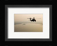 An Air Force helicopter flys over Lake Pontchatrain to New Orleans Fine Art Print