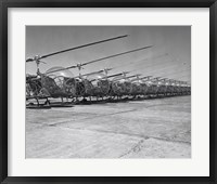 Helicopters in a row, Bell H-13D, Korean War Fine Art Print