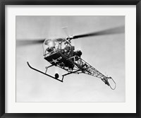 Low angle view of military helicopter in flight Fine Art Print