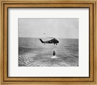 Marine helicopter lifting the astronaut spacecraft out of the Ocean Fine Art Print