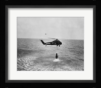 Marine helicopter lifting the astronaut spacecraft out of the Ocean Fine Art Print