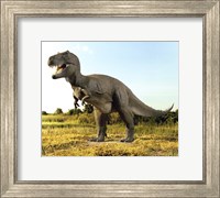 Close-up of a tyrannosaurus rex standing in a field Fine Art Print