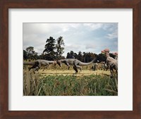 Side profile of two pachycephalosaurus fighting in a forest Fine Art Print