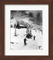 Rear view of two people skiing, Washington, USA Fine Art Print