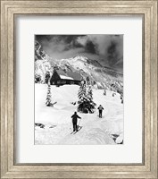 Rear view of two people skiing, Washington, USA Fine Art Print