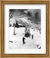 Rear view of two people skiing, Washington, USA Fine Art Print