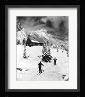Rear view of two people skiing, Washington, USA Fine Art Print