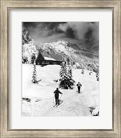 Rear view of two people skiing, Washington, USA Fine Art Print