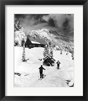 Rear view of two people skiing, Washington, USA Fine Art Print