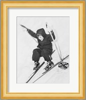 Boy skiing on snow Fine Art Print