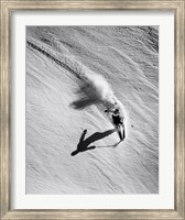 High angle view of a man skiing downhill Fine Art Print