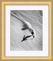 High angle view of a man skiing downhill Fine Art Print