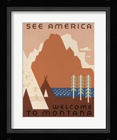 See America Welcome to Montana Framed Print