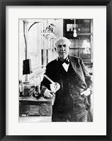 Thomas Edison with the first light bulbs Fine Art Print