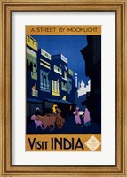 Visit India, a street by moonlight, travel poster 1920 Fine Art Print