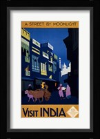 Visit India, a street by moonlight, travel poster 1920 Fine Art Print